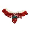 Handmade Knitted Pet Collar Cat Dog Crochet Necklace Cute Scarf Bib Red Strawberry Pet Charms