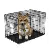 Double-Door Foldable Metal Wire Dog Crate with Divider; Medium; 30"