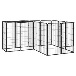 14-Panel Dog Playpen Black 19.7"x39.4" Powder-coated Steel