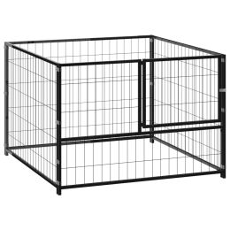 vidaXL Dog Kennel Black 39.4"x39.4"x27.6" Steel