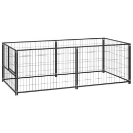 vidaXL Dog Kennel Black 78.7"x39.4"x27.6" Steel