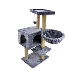 WIKI Fashion Design Cat Tree With Jute-Covered Scratching Posts, Grey