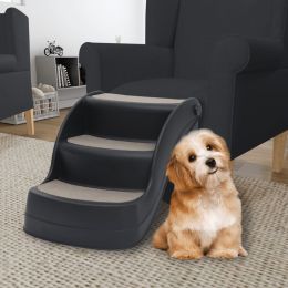 vidaXL Folding 3-Step Dog Stairs Black