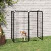 Dog Playpen 4 Panels Black 19.7"x39.4" Powder-coated Steel