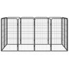 12-Panel Dog Playpen Black 19.7"x39.4" Powder-coated Steel