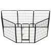 vidaXL Dog Playpen 8 Panels Steel 31.5"x39.4" Black