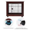 31' Length Furniture Style Pet Dog Crate Cage End Table with Wooden Structure and Iron Wire and Lockable Caters;  Medium Dog House Indoor Use.