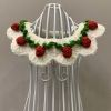 White Strawberry Pet Knitted Collar Handmade Crochet Necktie Collar Cat Dog Necklace Pet Cute Scarf Bib