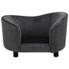 vidaXL Dog Sofa Dark Gray 27.2"x19.3"x15.7" Plush