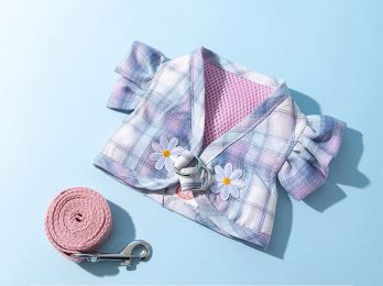 Dog Skirt Hand Holding Rope Small And Medium Pet Supplies (Option: Blue Pink Plaid Vest-L)