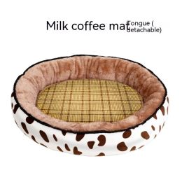 Four Seasons Universal Cat Nest For Deep Sleep (Option: Cow Coffee Summer Sleeping Mat-XXL)