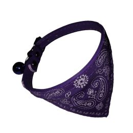 Pet Bell Triangular Binder Cat PU Collar Dog Saliva Towel Scarf For Small Dogs Pet Decorations (Color: Purple)