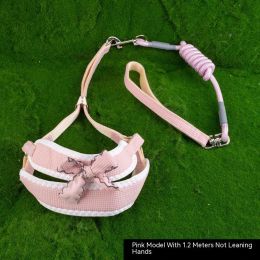 Dog Hand Holding Rope Vest Chest And Back (Option: Cherry blossom pink-M)