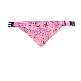 Pet's Saliva Towel Polyester Printed Small Dogcat Retractable Collar Triangular Binder (Option: Pink-L)