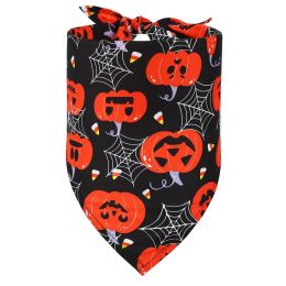 Pet Halloween Triangular Binder Dog Cat Skull Decoration Bib (Option: Pumpkin Spider Web-S)