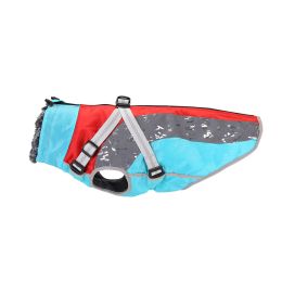 Dog Clothes Thickened Dog Windproof Cotton-padded Coat (Option: Sky Blue Red-M Code)