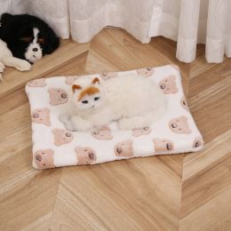 Pet Mat Warm Blanket Cartoon Double-sided Kennel (Option: White Bear-Mat 40x50cm)