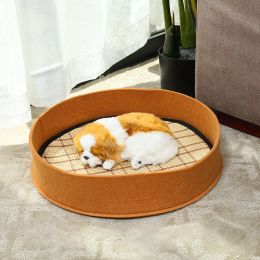 Pet Ice Mat Cat Nest Cooling Wear-resistant Universal (Option: Khaki-Small Size 40X40X8CM)