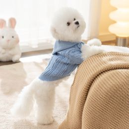 Dog Striped Knitted Sweater Cardigan Clothing (Option: Blue Blue Cat Fur Ball-S)