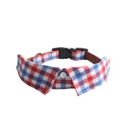 Pet Supplies Gentleman Dog Collar Bow Tie Detachable (Option: Red And White Plaid-S)