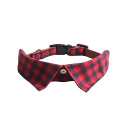 Pet Supplies Gentleman Dog Collar Bow Tie Detachable (Option: Red And Blue Plaid-S)