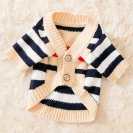 Dog Striped Knitted Sweater Cardigan Clothing (Option: Striped Knitted Cardigan-XS)