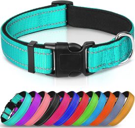 Reflective Dog Collar; Soft Neoprene Padded Breathable Nylon Pet Collar Adjustable for Medium Dogs (Color: green)