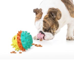 Pet Chew Toy Interactive Treat Toy Squeaky Bounce Toy with Rope for Aggressive Dog Chewers (Color: green)