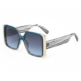 New cross-border fashion big frame retro square sunglasses women's personality outdoor sports street photography men's sunglasses (colour: Blue stripe frame grey blue sheet)