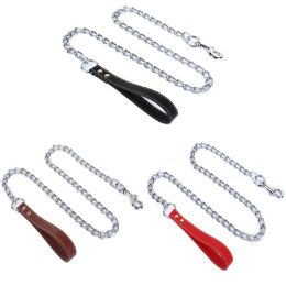 Dog Leash Dog Leash Dog Leash Anti-bite Chain Pet Product Dog Leash Metal Leash (Color: Red)