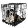 Double-Door Foldable Metal Wire Dog Crate with Divider; X-Large; 42"