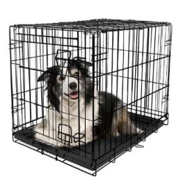 Double-Door Foldable Metal Wire Dog Crate with Divider; X-Large; 42" (Count: 1-door)