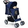 Simple Desight Foldable 4-Wheel Pet Stroller With Storage Basket