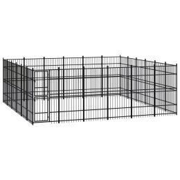 vidaXL Outdoor Dog Kennel Steel 357.1 ftÂ² (Color: Black)