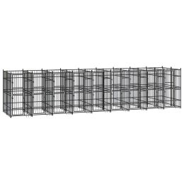 vidaXL Outdoor Dog Kennel Steel 178.6 ftÂ² (Color: Black)