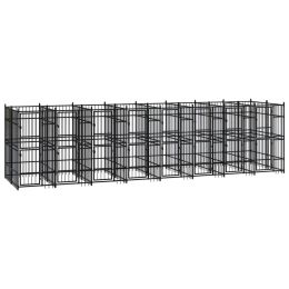 vidaXL Outdoor Dog Kennel Steel 158.8 ftÂ² (Color: Black)