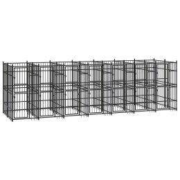 vidaXL Outdoor Dog Kennel Steel 138.9 ftÂ² (Color: Black)