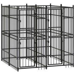 vidaXL Outdoor Dog Kennel Steel 39.7 ftÂ² (Color: Black)