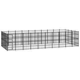 vidaXL Outdoor Dog Kennel Steel 396.8 ftÂ² (Color: Black)