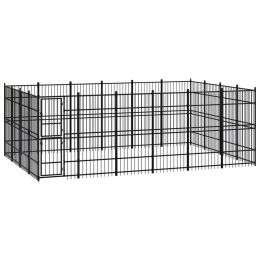 vidaXL Outdoor Dog Kennel Steel 238.1 ftÂ² (Color: Black)