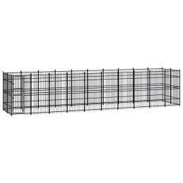 vidaXL Outdoor Dog Kennel Steel 198.4 ftÂ² (Color: Black)