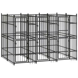 vidaXL Outdoor Dog Kennel Steel 59.5 ftÂ² (Color: Black)