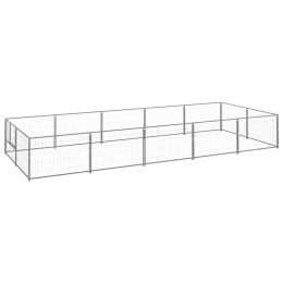 vidaXL Dog Kennel Silver 107.6 ftÂ² Steel (Color: Silver)