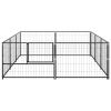 vidaXL Dog Kennel Black 64.6 ftÂ² Steel