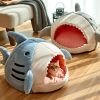 Washable Shark Cat House Cute Pet Sleeping Bed Warm Soft Cat Nest Kennel Kitten Cave