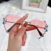 Fashion Diamond rimless Trimmed Sunglasses Women's Fashion Anti UV Slimming Sunglasses