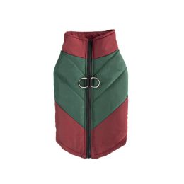 Cross-border Hot Sale Pet Clothing Thickened Warm Dog Cotton Vest Autumn And Winter Pet Dog Clothes In Stock Wholesale (Option: Dark Red Green-L)