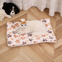 Pet Mat Warm Blanket Cartoon Double-sided Kennel (Option: White Dog Paw-Mat 80x100cm)