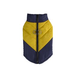 Cross-border Hot Sale Pet Clothing Thickened Warm Dog Cotton Vest Autumn And Winter Pet Dog Clothes In Stock Wholesale (Option: Dark Blue And Yellow-5XL)