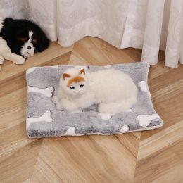 Pet Mat Warm Blanket Cartoon Double-sided Kennel (Option: Gray Bone-Mat 80x100cm)